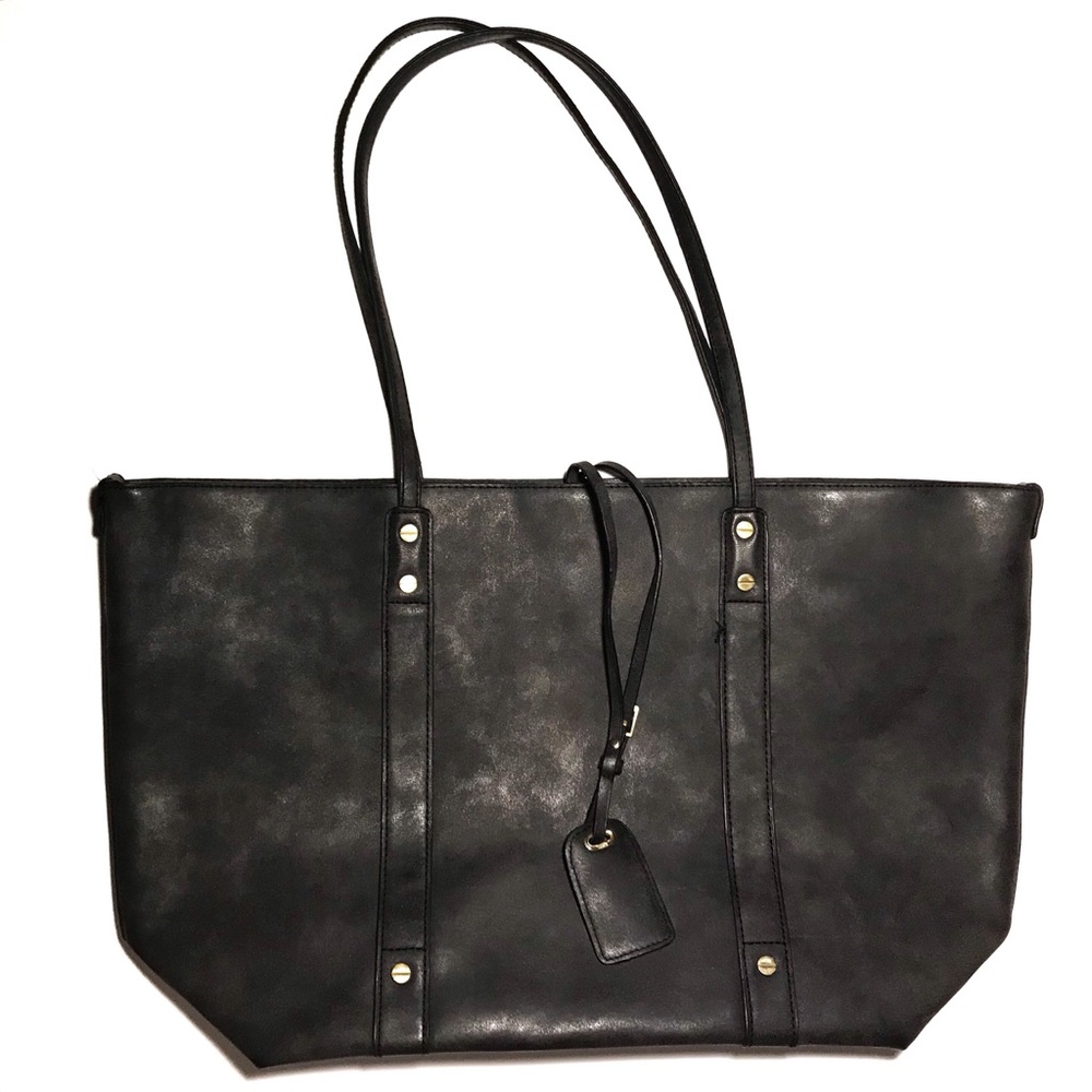 Unbranded Charcoal / Black Vegan Leather Tote Bag